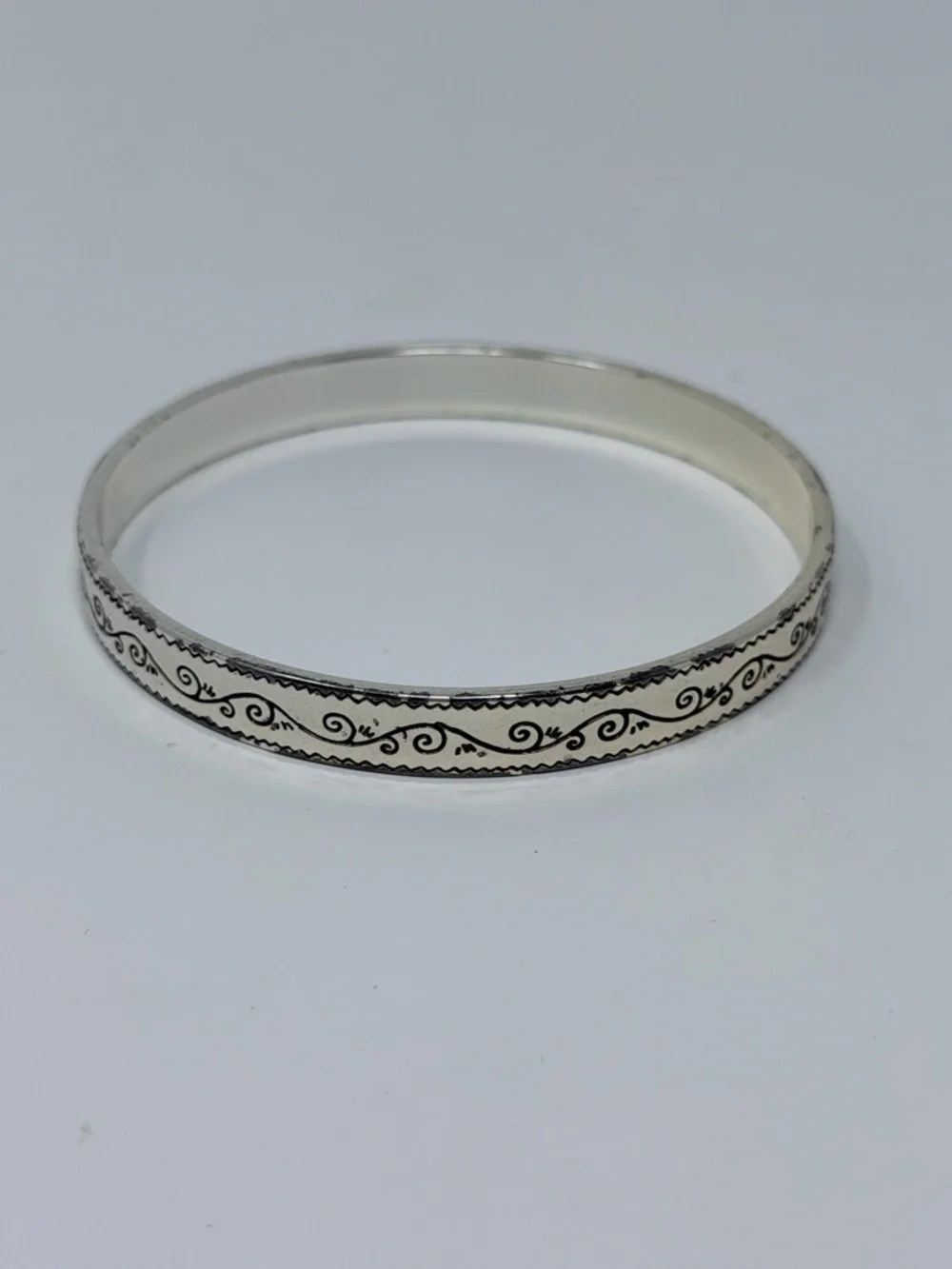 Brighton Silver Tone Scroll Etched Classic Stackable Bangle Bracelet